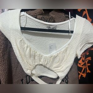 Off white crop top with tie infront